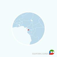 kaart icoon van equatoriaal Guinea. blauw kaart van Afrika met gemarkeerd equatoriaal Guinea in rood kleur. vector