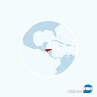 kaart icoon van Honduras. blauw kaart van centraal Amerika met gemarkeerd Honduras in rood kleur. vector