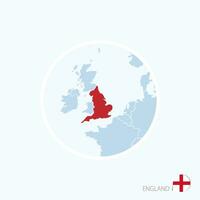 kaart icoon van Engeland. blauw kaart van Europa met gemarkeerd Engeland in rood kleur. vector