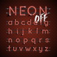 Hoog gedetailleerde neon lettertype ingesteld, vector illustratie