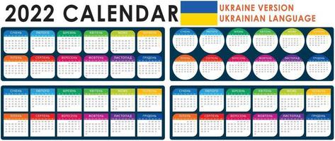 2022 kalendervector, Oekraïense versie vector