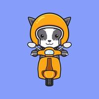 schattige kat rijden vespa cartoon pictogram illustratie vector