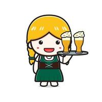 schattig meisje viert oktoberfest cartoon pictogram illustratie vector