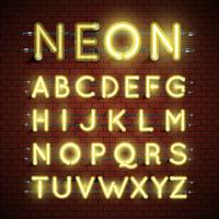 Hoog gedetailleerde neon lettertype ingesteld, vector illustratie