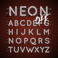 Hoog gedetailleerde neon lettertype ingesteld, vector illustratie