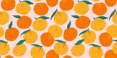 vector naadloos patroon met mandarijnen.