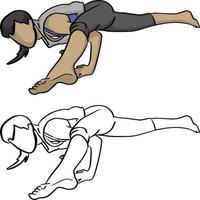 vrouw doet yoga pose vector illustratie schets