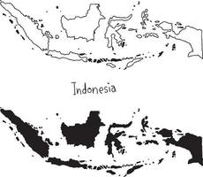 overzicht en silhouet kaart van indonesië - vector
