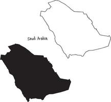 overzicht en silhouet kaart van saoedi-arabië - vector