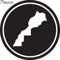 vector illustratie witte kaart van marokko op zwarte cirkel