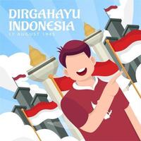 viering van de onafhankelijkheidsdag van Indonesië op 17 augustus. vector