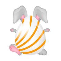 schattig sierlijk pascha-ei met konijnenpoten en oren cartoonillustratie vector