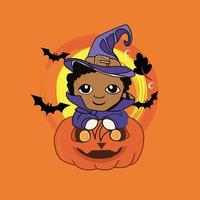 mooie set met halloween kid vector