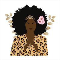 schattige Amerikaanse zwarte vrouw karakter vector. vector