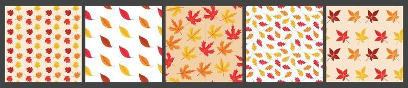 vector set van 4 naadloze patroon van vallende bladeren background
