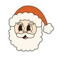 groovy jaren 70 Kerstmis sticker. tekenfilm karakter in modieus retro stijl, grappig mascotte. de kerstman claus vector