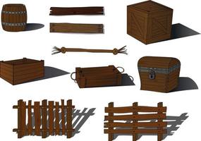 houten plank items collectie vectorillustratie vector