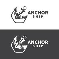 gemakkelijk schip anker logo ontwerp, silhouet vector illustratie