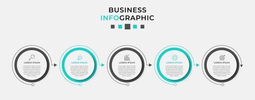 infographic zakelijke ontwerpsjabloon met pictogrammen en 5 opties of stappen vector