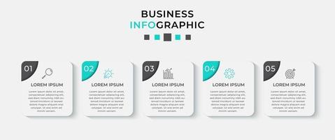 infographic zakelijke ontwerpsjabloon met pictogrammen en 5 opties of stappen vector