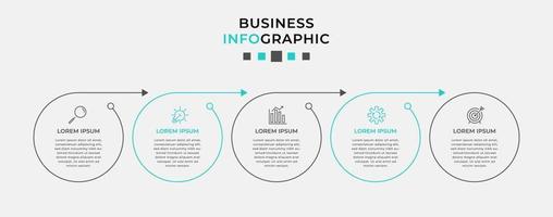 infographic zakelijke ontwerpsjabloon met pictogrammen en 5 opties of stappen vector