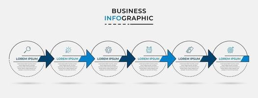 infographic zakelijke ontwerpsjabloon met pictogrammen en 6 opties of stappen vector