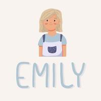 meisje emily portret. middelbare school student. vector illustratie