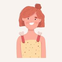 wit meisje in een schattige jurk. portret van een kind. vector illustratie