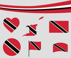 trinidad en tobago vlag kaart lint en hart iconen vector abstract