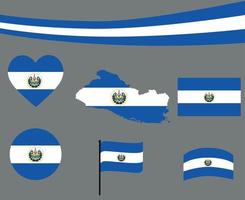 el salvador vlag kaart lint harten iconen vector illustratie abstract