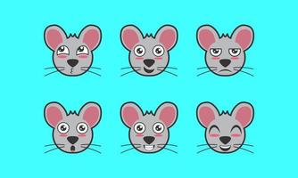 vector van een schattig huisdier muis dier gezichtsuitdrukking icoon