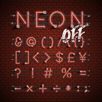 Hoog gedetailleerde neon lettertype ingesteld, vector illustratie