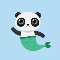 zeemeermin schattige panda met grote ogen vector