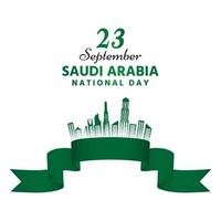groene nationale dag van saoedi-arabië met mooi vallend lint vector