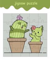 legpuzzelspel van panda cactus en kattencactus vector