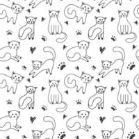 schattig doodle katten naadloos patroon vector
