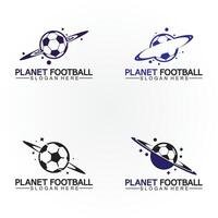 planeet Amerikaans voetbal of planeet voetbal logo vector sjabloon