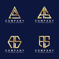 alfabet brieven monogram logo als,sa,a en s, elegant en professioneel goud kleur brief icoon ontwerp vector