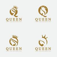 mooi gezicht koningin icoon logo.for koningin logo.schoonheid vrouw haar- salon gouden logo. kunstmatig, huid zorg bedrijf logo vector