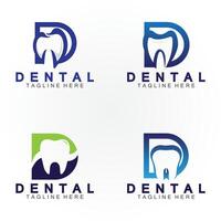 eerste d brief met tandheelkundig icoon vormig binnen vector logo ontwerp illustratie geschikt voor tandheelkundig Gezondheid, kliniek tandarts, tandheelkundig zorg.