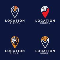 wijzer kaart met Wifi internet signaal plaats verbinding pictogrammen logo ontwerp vector