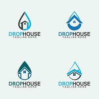 huis huis en water laten vallen druppeltje icoon voor loodgieter huis onderhoud logo ontwerp vector