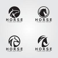 zwart paard hoofd silhouet logo vector illustratie