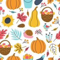 pompoenen, champignons, bessen. herfst vector naadloos patroon