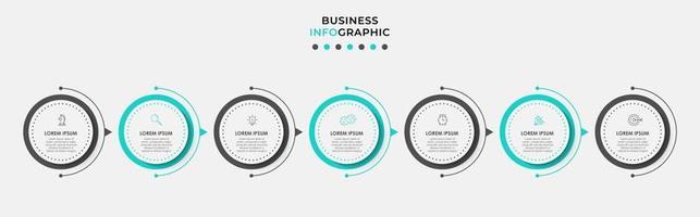 infographic ontwerpsjabloon met pictogrammen en 7 opties of stappen vector