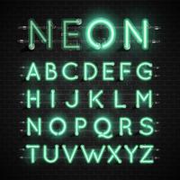 Hoog gedetailleerde neon lettertype ingesteld, vector illustratie