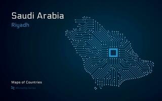 creatief kaart van saudi Arabië. politiek kaart. riyad. hoofdstad. wereld landen vector kaarten. microchip serie