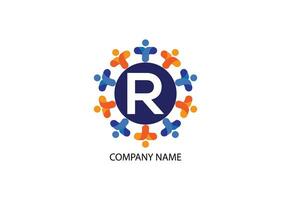 mensen met brief r logo ontwerp concept sjabloon vector