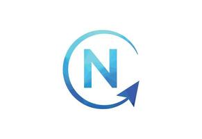bedrijf brief n met pijl tabel logo vector icoon illustratie