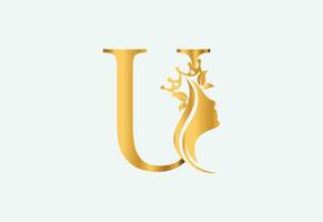 schoonheid monogram brief u vrouw silhouet logo ontwerp vector